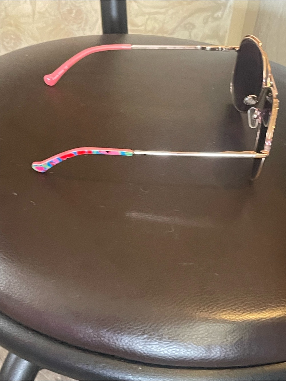 Betsey Johnson Gold Aviator Sunglasses with Pink Reflective Lenses - Picture 3 of 7